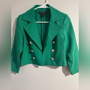 NYCC Emerald Green Double-Breasted Cropped Blazer
